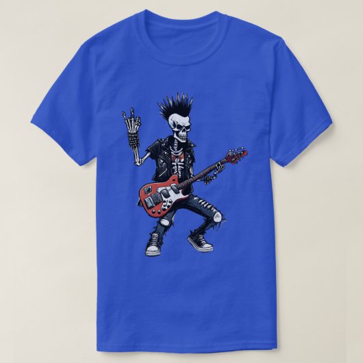 Punk Rock Skelet Gitaar Shredder T-shirt (Design voorkant)