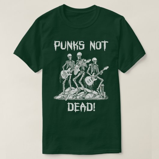 Punk Rock Skelet Punks Niet Dood T-shirt (Design voorkant)