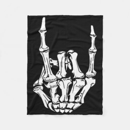 Punk Rock Skeleton Cool Rocker Halloween Mannen Vr Fleece Deken (Voorkant)