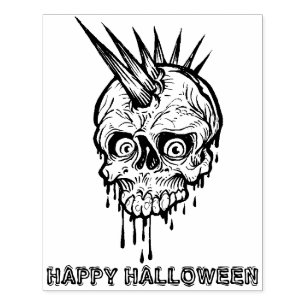 Punk Rock Skull Halloween Rubber Stamp Rubberstempel