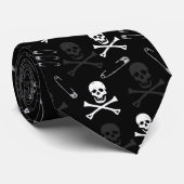 Punk Rock Skulls en Safety Pins Pattern Stropdas (Opgerold)
