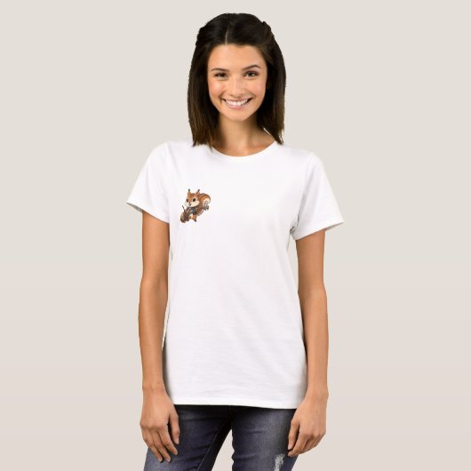 Punk Rock Squirrel Playing Acorn Guitar T-shirt (Voorkant volledig)