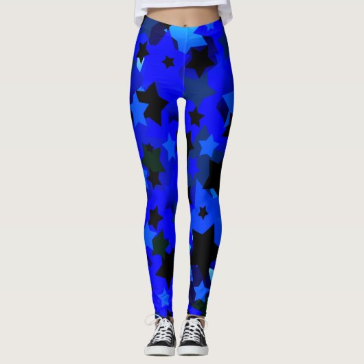 Punk Rock Stars Blue Leggings (Voorkant)