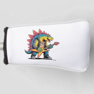 Punk Rock Stegosaurus Dinosaur Gitaar spelend Golfheadcover