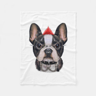 Punk Rock Style Franse Bulldog voor Hondenliefhebb Fleece Deken