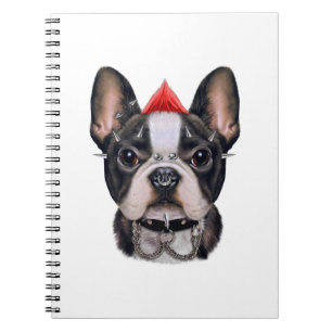 Punk Rock Style Franse Bulldog voor Hondenliefhebb Notitieboek