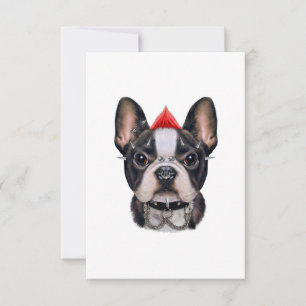 Punk Rock Style Franse Bulldog voor Hondenliefhebb RSVP Kaartje