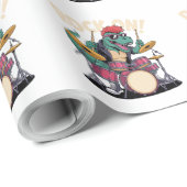 Punk Rock T-Rex Dinosaur Drummer - Percussie Cadeaupapier (Rol Hoek)