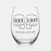 Punk Rock Tattoo Handen Ware Liefde Gepersonalisee Wijnglas Zonder Voet (Voorkant)