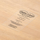 Punk Rock Tattoo Hands Minimalist Weddenschap Acryl Uitnodigingen (Laagn)