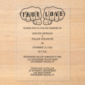 Punk Rock Tattoo Hands Minimalist Weddenschap Acryl Uitnodigingen (Voorkant)