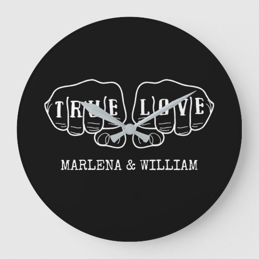 Punk Rock Tattoo Hands True Love 42e Jubileum  Grote Klok (Voorkant)