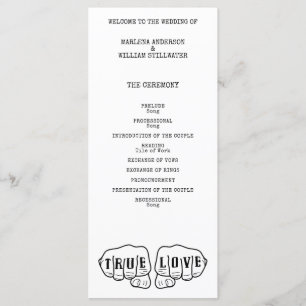 Punk Rock Tattoo Hands True Love Minimalist Programmakaart