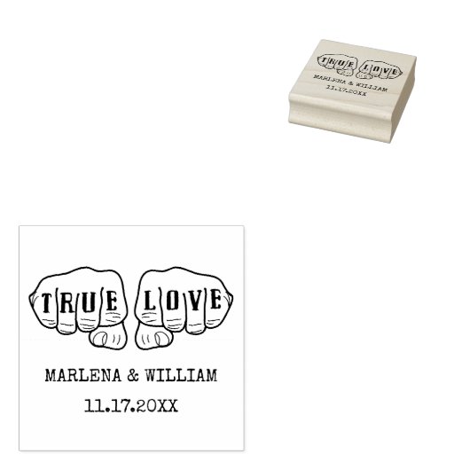 Punk Rock Tattoo Hands True Love Minimalist Rubberstempel (Gestempeld)