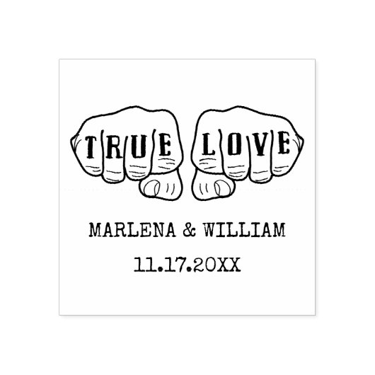 Punk Rock Tattoo Hands True Love Minimalist Rubberstempel (Afrduk)