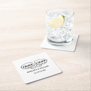 Punk Rock Tattoo Hands True Love Minimalist Square Kartonnen Onderzetters