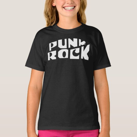 Punk Rock Typografie Banner T-shirt (Voorkant)