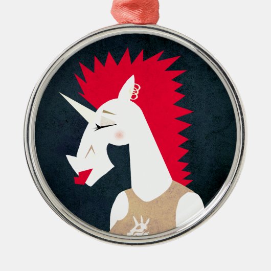 Punk Rock Unicorn Metalen Ornament (Voorkant)