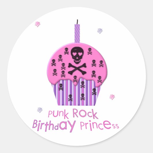Punk Rock Verjaardagsprinses Ronde Sticker (Voorkant)