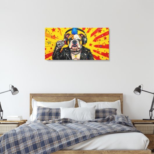 PUNK ROCK VOOR ALTJD-BULL DOG-5 CANVAS AFDRUK (Insitu (Slaapkamer))