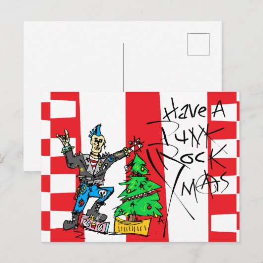 PUNK ROCK XMAS BRIEFKAART (Voorkant / Achterkant)