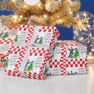 PUNK ROCK XMAS met CHECKERED Cadeaupapier