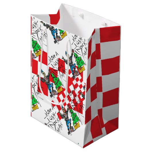 PUNK ROCK XMAS met CHECKERED Medium Cadeauzakje (Voorkant Gekanteld)