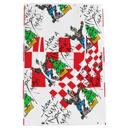 PUNK ROCK XMAS met CHECKERED Medium Cadeauzakje (Voorkant)