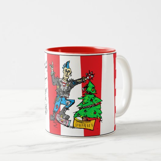Punk Rock Xmas Tweekleurige Koffiemok (Voorkant rechts)