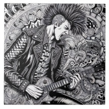 Punk Rock Zanger Retro Glam Uniek Zwart en Wit