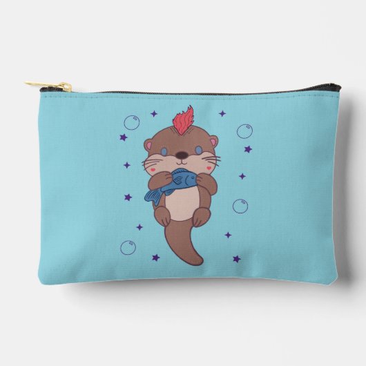 Punk Rock Zeeotter met Vis | Grappige Dier Kunst Etui (Voorkant)