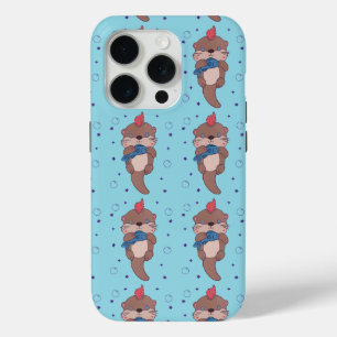 Punk Rock Zeeotter met Vis Grappige Dierenkunst iPhone 15 Pro Case