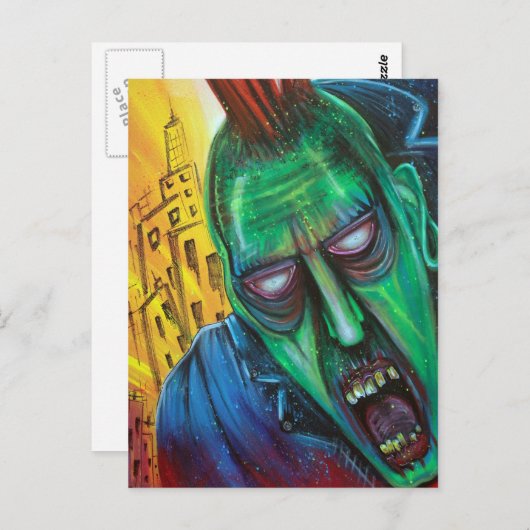 Punk Rock Zombie-Briefkaarten Briefkaart (Voorkant / Achterkant)