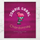 Punk Rock Zombie Meisje Wijn Etiket (Enkel label)