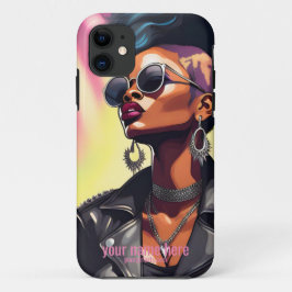 PUNK ROCK ZWART MEISJE LEREN JAS ART Case-Mate iPhone CASE