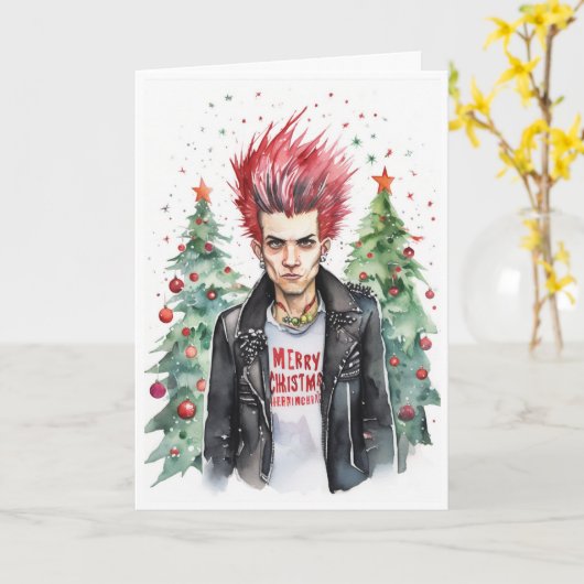 punk rocker christmas card kaart (Gele Bloem)