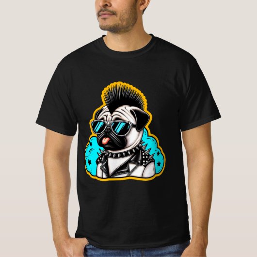 PUNK ROCKER-PUG 3 T-SHIRT (Voorkant)