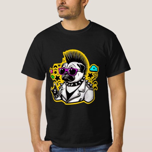 PUNK ROCKER-PUG 4 T-SHIRT (Voorkant)