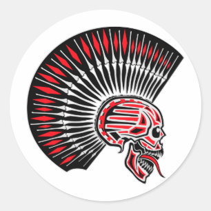 Punk Rocker Skull Tattoo Ronde Sticker