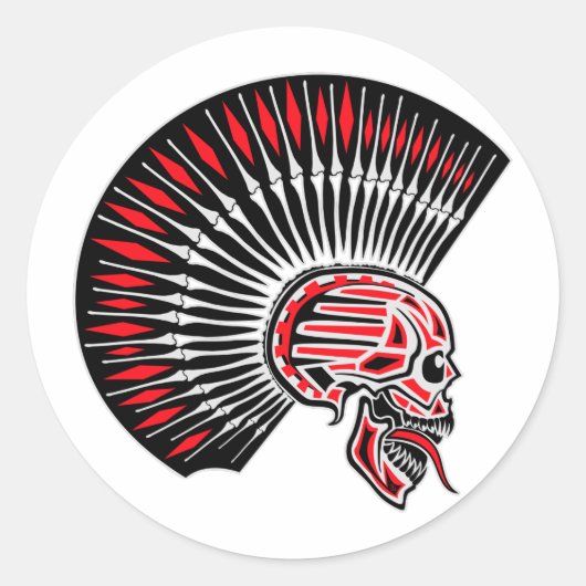 Punk Rocker Skull Tattoo Ronde Sticker (Voorkant)
