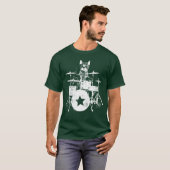 Punk RockKitten Kitty Cat Drummer Playing Drums Gr T-shirt (Voorkant volledig)