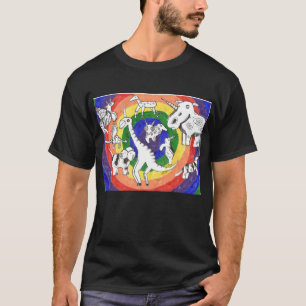 Punk rockontwerp #24 Unicorns in Kleur op Zwart T-shirt