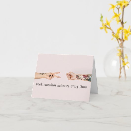 Punk rockpapierschaar Fun Punker Birthday Card Kaart (Gele Bloem)