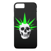 Punk rockschedel met Neon Green Spikey Hair Case-Mate iPhone Case (Achterkant)