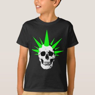 Punk rockschedel met Neon Green Spikey Hair T-shirt