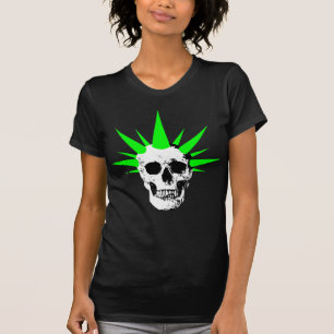 Punk rockschedel met Neon Green Spikey Hair T-shirt