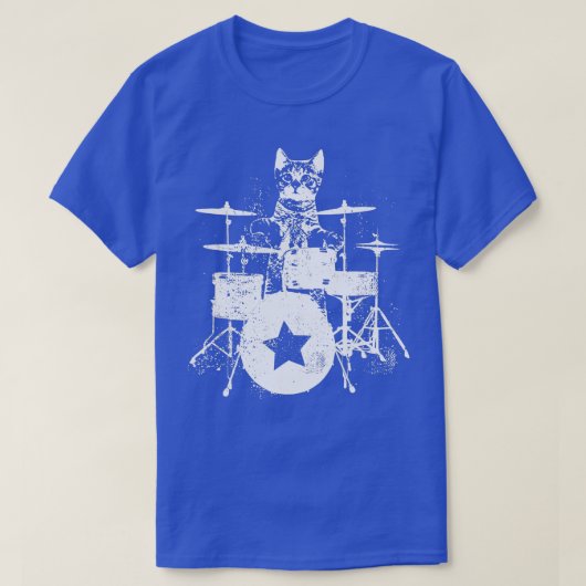 Punk Rockstar Kitten Kitty Cat Drummer die Dru spe T-shirt (Design voorkant)