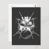 Punk Rockstar Kitten Kitty Cat Drummer Speelt Pos Briefkaart (Voorkant / Achterkant)