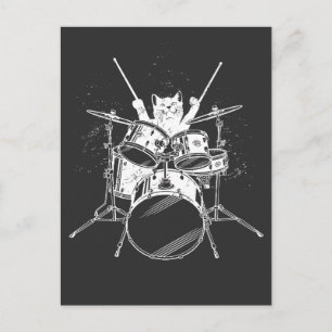 Punk Rockstar Kitten Kitty Cat Drummer Speelt Pos Briefkaart