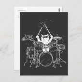 Punk Rockstar Kitten Kitty Cat Drummer Speling Briefkaart (Voorkant / Achterkant)